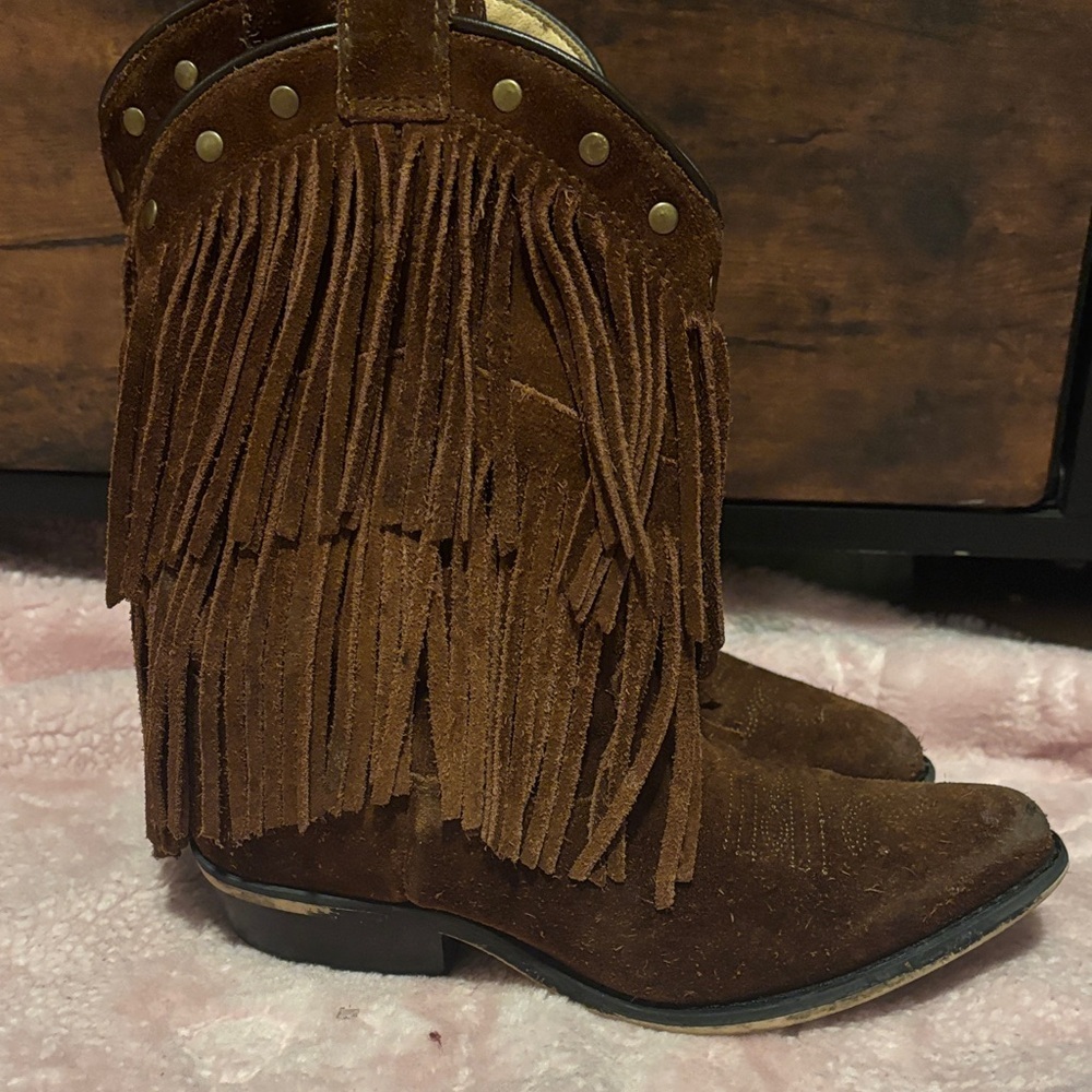 Suede Fringe Ankle Booties - Picture 6 of 10